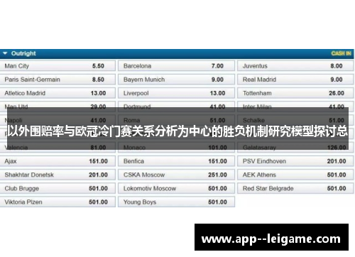 以外围赔率与欧冠冷门赛关系分析为中心的胜负机制研究模型探讨总